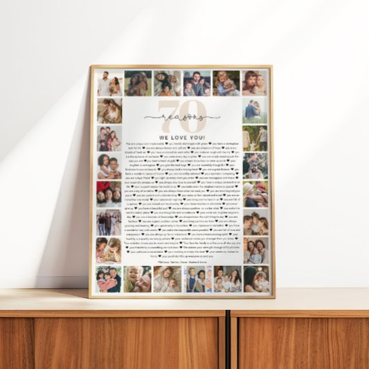 Poster 70 Reasons We Love You Photo Collage Keepsake Gift