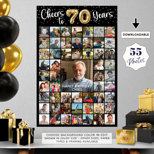 Poster 70e anniversaire 55 Collage de photos encourage à 