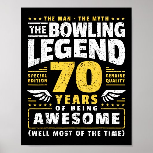 Poster 70e anniversaire Bowling 70 ans Old Bowler (Devant)