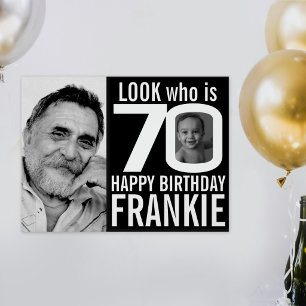 Poster 70e anniversaire look noir 70 photo personnalisée
