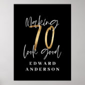 Poster 70e anniversaire moderne noir et or photo collage (Devant)