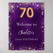 Poster 70e anniversaire parties scintillant violet scinti (Devant)