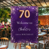 Poster 70e anniversaire parties scintillant violet scinti