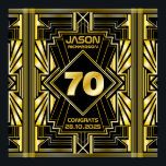 Poster 70e jour de Birthday Art Deco Gold Black Great Gat<br><div class="desc">Celebrate your milestone birthday in style with thih unique Art Deco-style,  Great Gatsby-inspecred design featuring geometric shapes en bright gold over background. Dans une classe élégante,  classy,  neutre,  parfaite pour la commemorating that special birthday with the jazz-infused taste of the Roaring Twenties.</div>