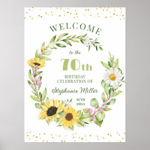 Poster 70e Soixante-dixième fête d'anniversaire Sunflower