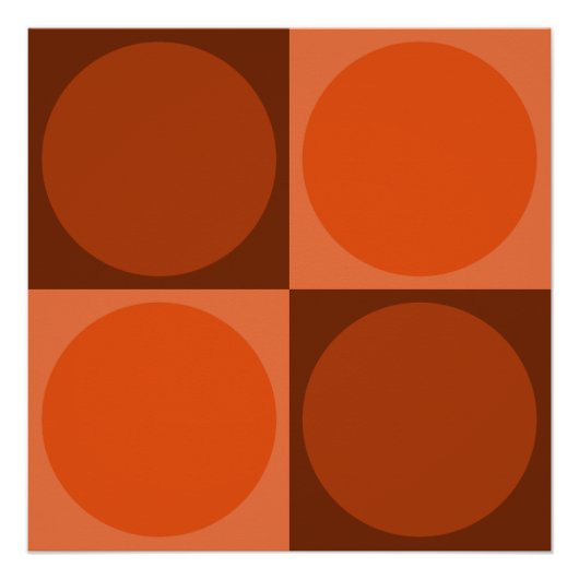 Poster 70s Checks and Circles Flame Orange (Devant)