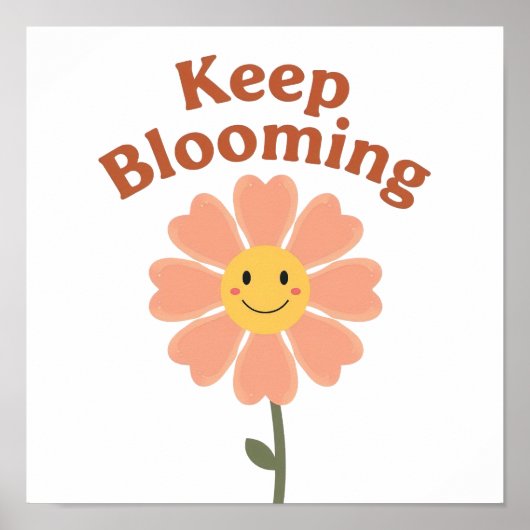Poster 70s Style Happy Flower Graphic (Devant)