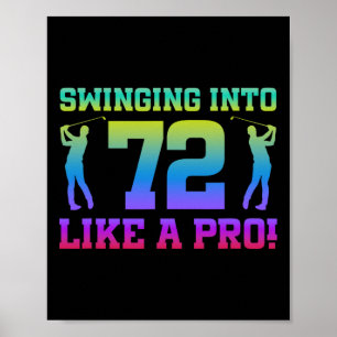 Poster 72e Anniversaire Golf 72 Ans Joueur de golf