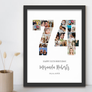 Poster 74e anniversaire Numéro 74 Photo personnalisée Col