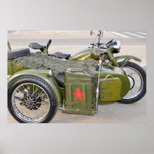 Poster 750B-2 motorcycle with a sidecar