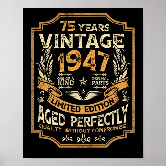 Poster 75 ans Vintage 1947 75e anniversaire (Devant)