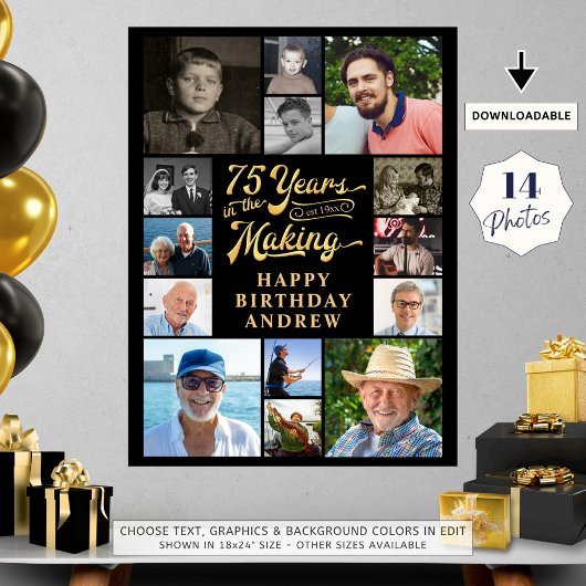 Poster 75e anniversaire 14 photo Collage ANNÉES DANS LA F