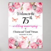 Poster 75e anniversaire de Mariage Roses blush (Devant)