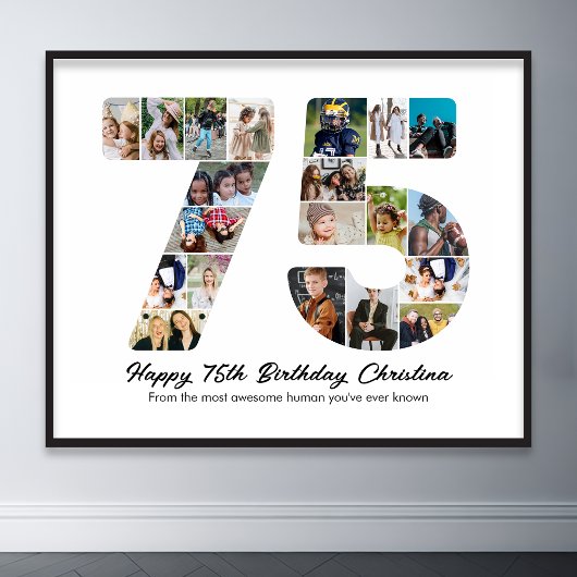 Poster 75e anniversaire Numéro 75 Collage de photos Anniv
