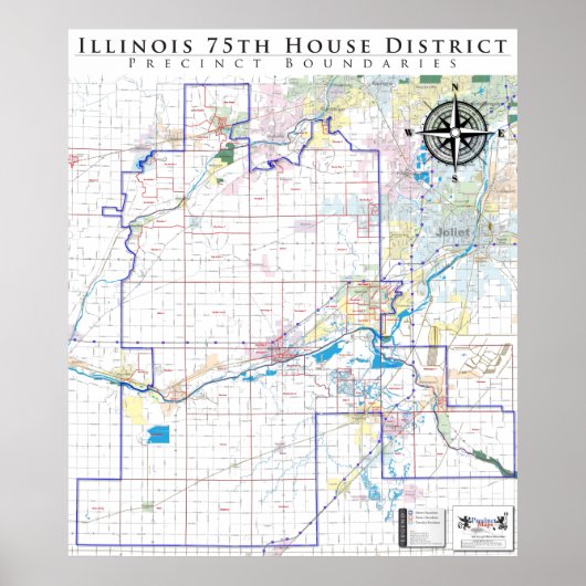 Poster 75th Illinois House District - Carte de ligne déta (Devant)