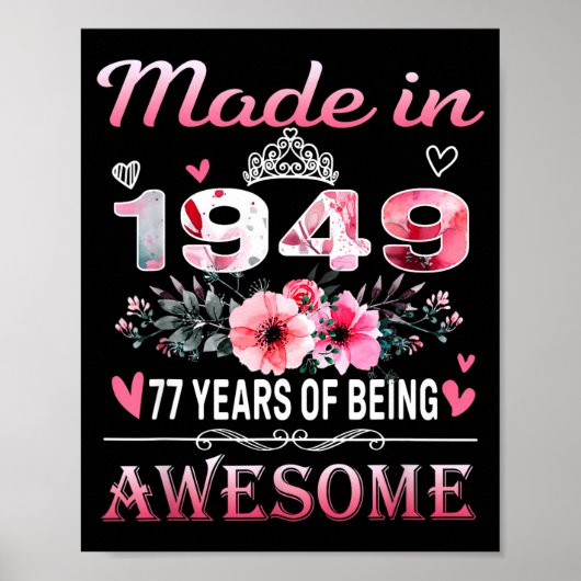 Poster 77th Birthday Made In 1949 77 Years Of Being Aweso (Devant)