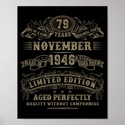 Poster 79 Year Old 79th Bday November 1946 Limited Editio (Devant)