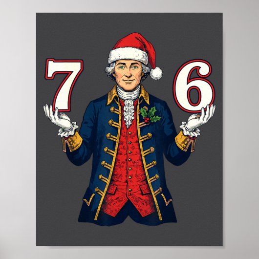 Poster 7-6 6-7 Drôle George Washington Santa 67 Meme Chri (Devant)
