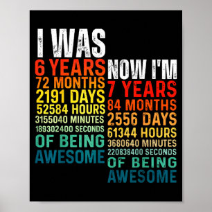 Poster 7 ans 7ème anniversaire j'ai 6 ans maintenant j'ai