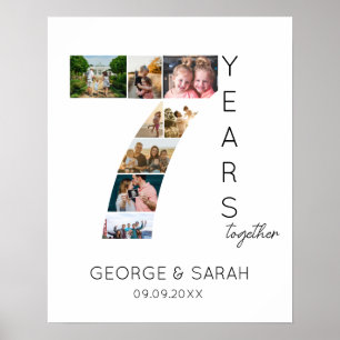 Poster 7 ans ensemble photo Collage Anniversaire Mariage