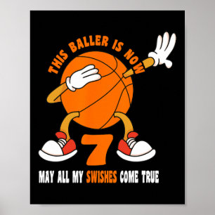 Poster 7 ans Joyeux 7e anniversaire Basketball 7e anniver