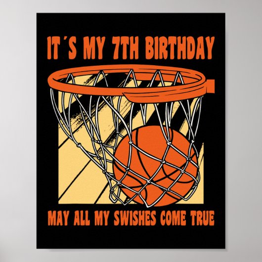 Poster 7 ans Joyeux 7e anniversaire Basketball 7e anniver (Devant)