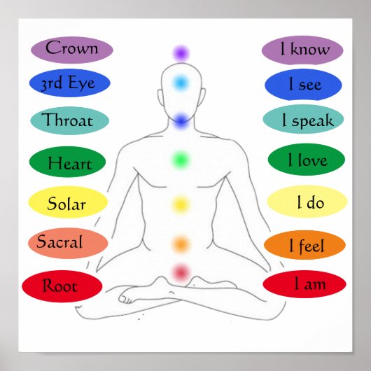 Poster 7 chakras 12 x 12 pouces (Devant)