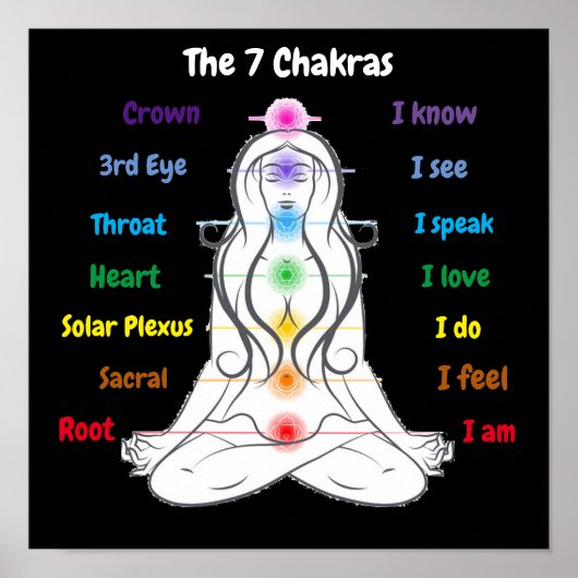 Poster 7 chakras 12 x 12 pouces (Devant)