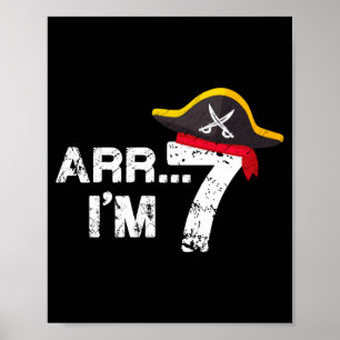 Poster 7 enfants chemise pirate 7ème anniversaire dessin