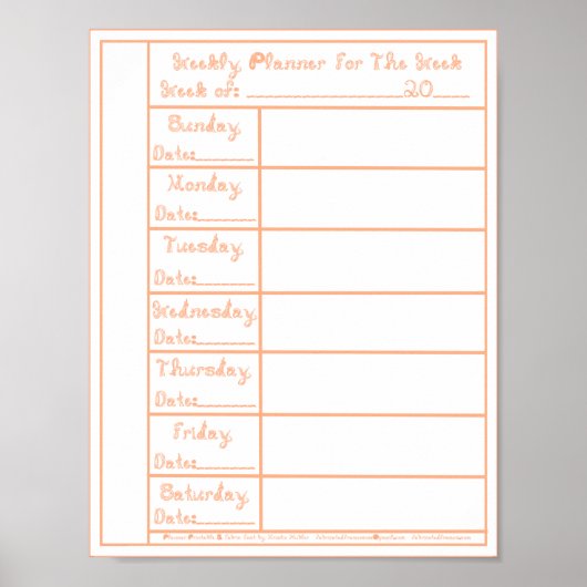 Poster 7 Jours Peach Fuzz Fabric Police Weekly Planner Im (Devant)