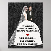 Poster 7 mots à un mariage long et heureux - Oui Cher Pos (Devant)