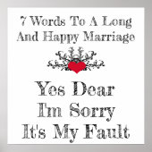 Poster 7 Mots Pour Un Mariage Long Et Heureux (Devant)