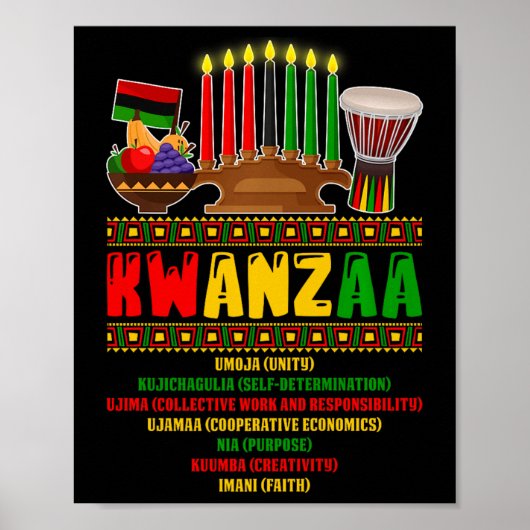 Poster 7 Principes De La Célébration De Kwanzaa Pan Afric (Devant)