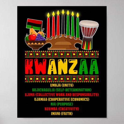 Poster 7 Principes De La Célébration De Kwanzaa Pan Afric (Devant)