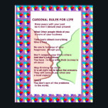 Poster 7 RÈGLES CARDINALES POUR LA VIE Graphique Art Sage<br><div class="desc">7 RÈGLES CARDINALES POUR LA VIE Type de papier : Value Poster Paper (Matte) Vos murs reflètent votre personnalité. Personnalisez-les avec vos citations, illustrations et designs favoris imprimés sur des posters par Zazzle ! Choisissez parmi 5 types de papier unique et plusieurs tailles pour créer le poster parfait. 45 lb, 7,...</div>
