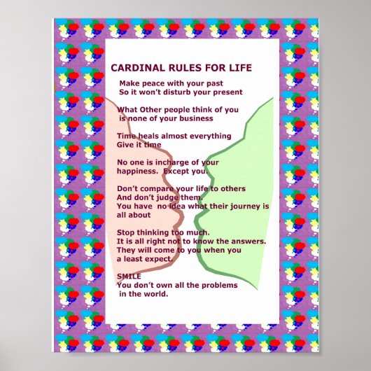 Poster 7 RÈGLES CARDINALES POUR LA VIE Graphique Art Sage (Devant)