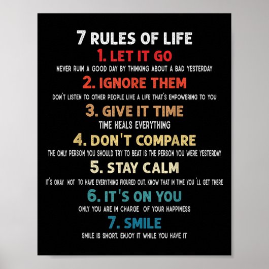 Poster 7 Règles De Vie Citations Motivationnelles Pour Ho (Devant)