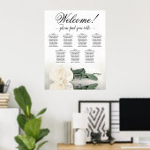 Poster 7 Table Rose blanche Élégante carte de mariage (Bureau à domicile)