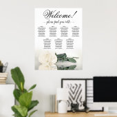 Poster 7 Table Rose blanche Élégante carte de mariage (Bureau à domicile)