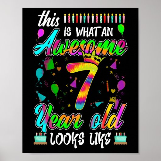 Poster 7e anniversaire Awesome 7 ans Il ressemble (Devant)