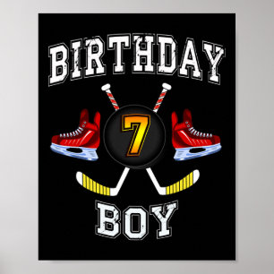Poster 7e anniversaire garçon - Hockey sur glace 7 ans en