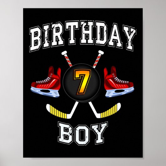 Poster 7e anniversaire garçon - Hockey sur glace 7 ans en (Devant)