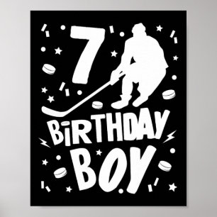 Poster 7e anniversaire Garçon Hockey sur glace Enfants 7
