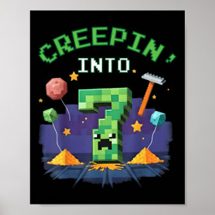 Poster 7e Anniversaire Joueur Pixel Creepin dans 7 jeu vi
