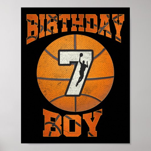Poster 7e Anniversaire tenue garçon basket-ball 7 ans Ol (Devant)
