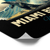Poster 7plage de Miami Floride Surfing Planche de surf (Coin)
