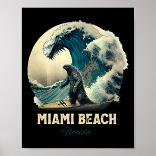 Poster 7plage de Miami Floride Surfing Planche de surf