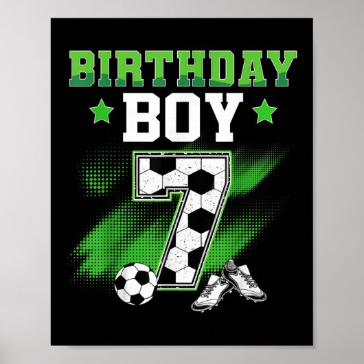 Poster 7th Birthday Boy Soccer 7 Year Old Sport 7yr Boys (Devant)
