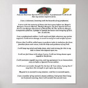 Poster 7th special forces green beret vietnam flash creed