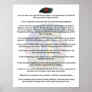 Poster 7th special forces group veterans vets creed print